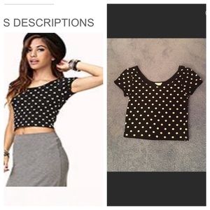 Forever 21 Black Polkadot Crop Top Small